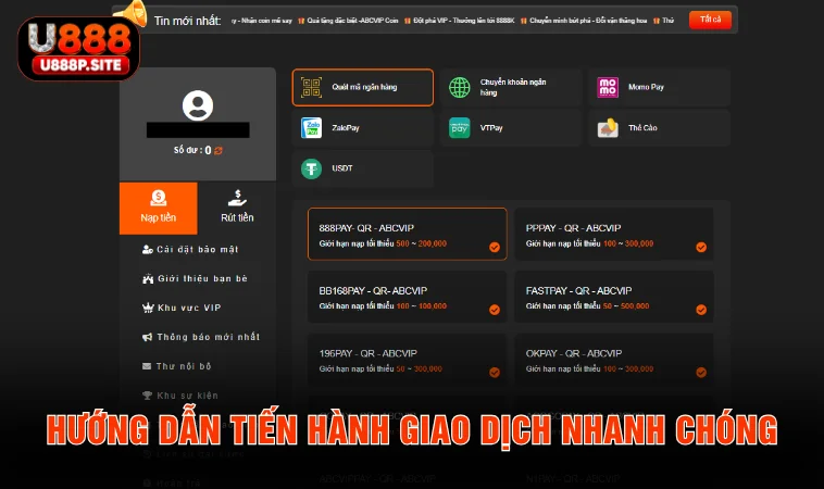 Hướng dẫn tiến hành giao dịch nhanh chóng